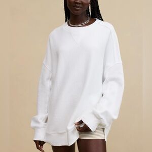 Aerie White Big Chill Oversized Distressed Sweatshirt